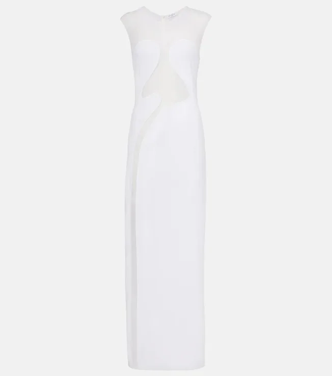 Mesh-trimmed maxi dress