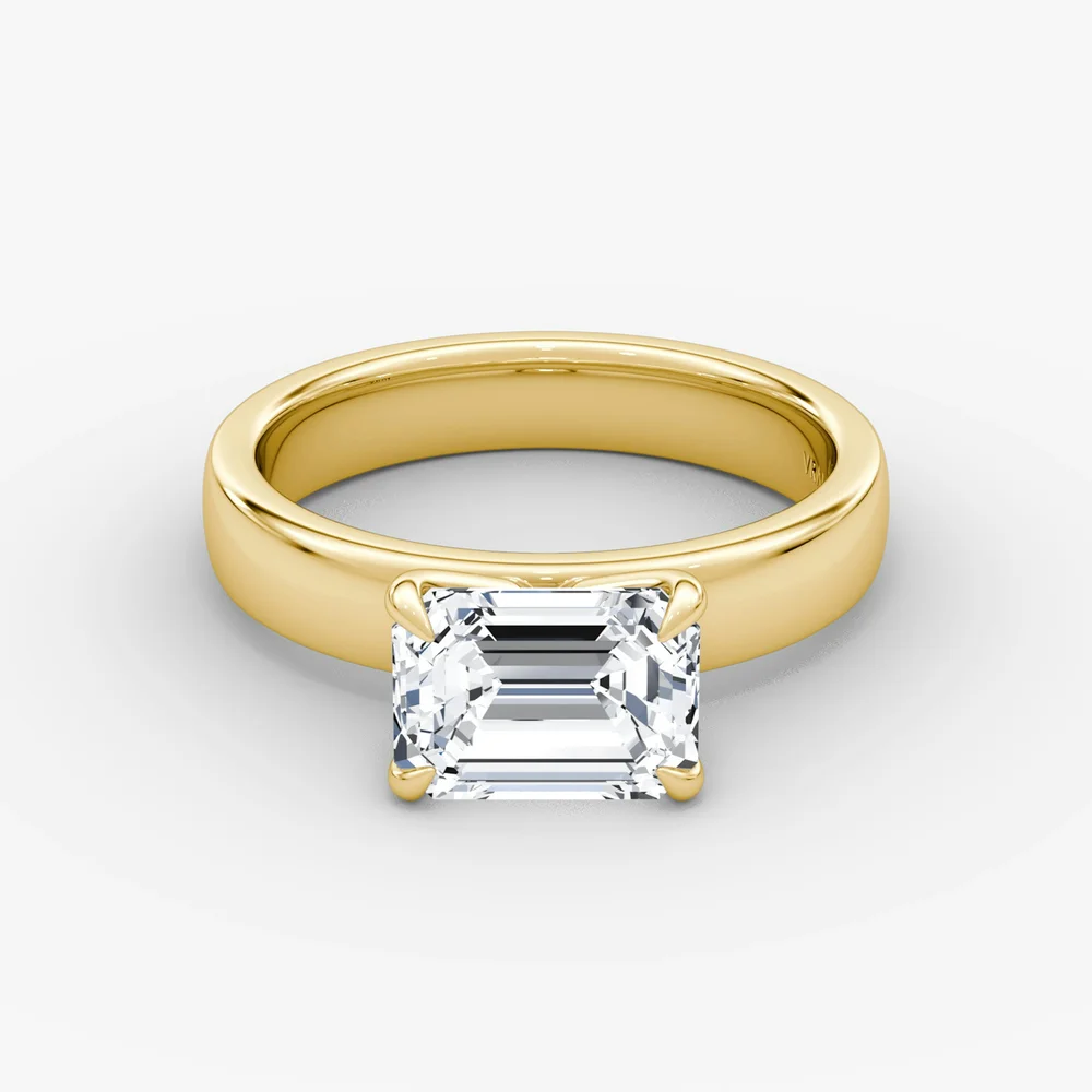 Cigar Solitaire Ring, East-West Emerald
