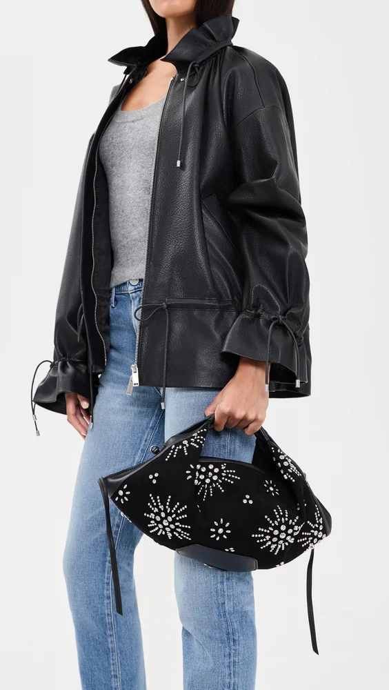 Studded Faux Suede Mini Luna Crossbody Bag