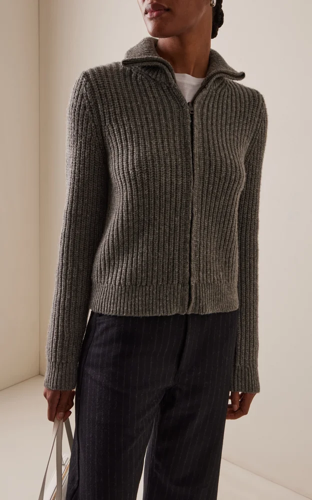 Arlen Ribbed Wool-Blend Cardigan
