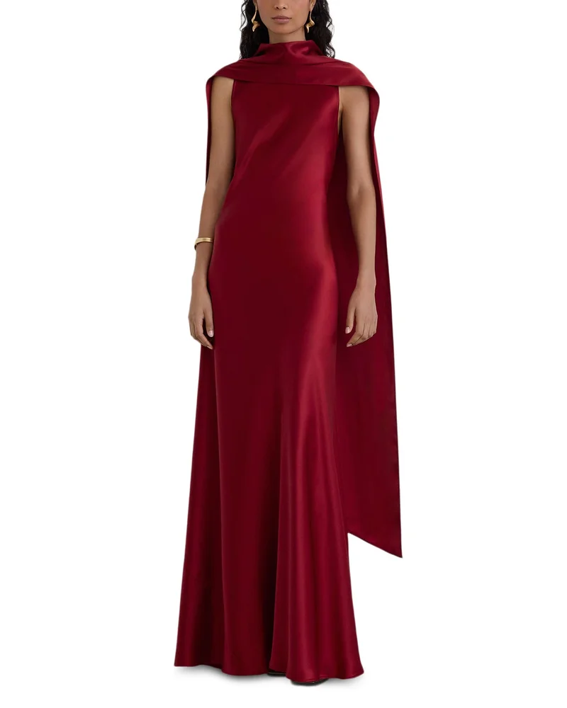 Satin Cape Maxi Dress - Exclusive