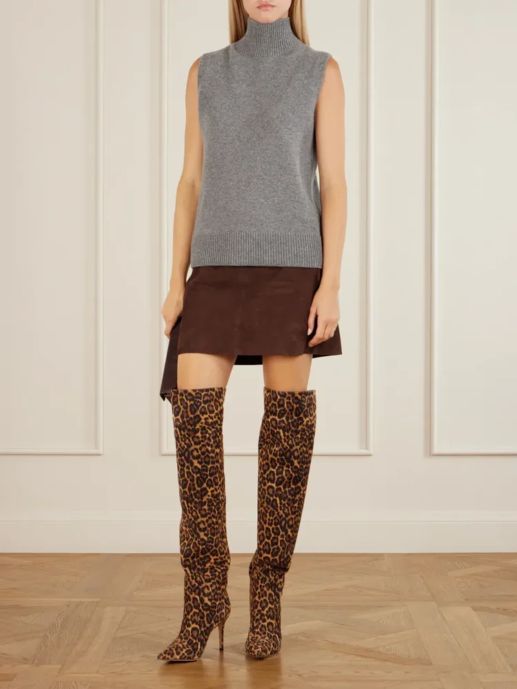 Hansen Cuissard 85 leopard-print suede over-the-knee boots