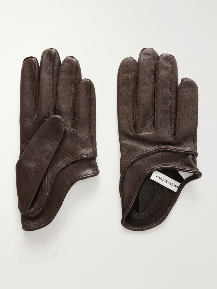 Leather paneled gloves