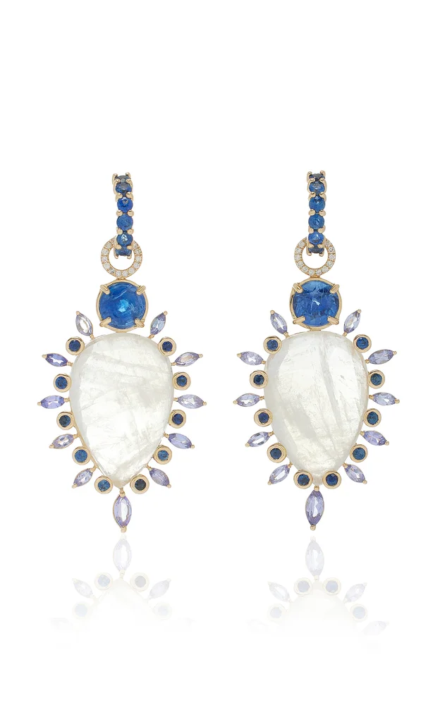 One-of-a-Kind 14K Yellow Gold Moonstone Earrings