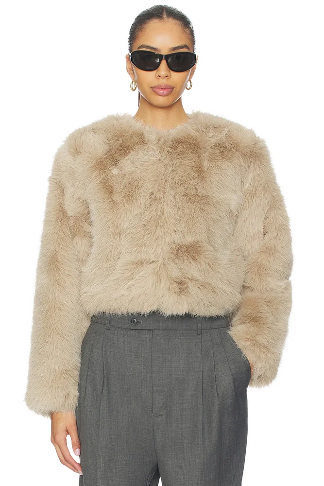 Crop Faux Fur Coat