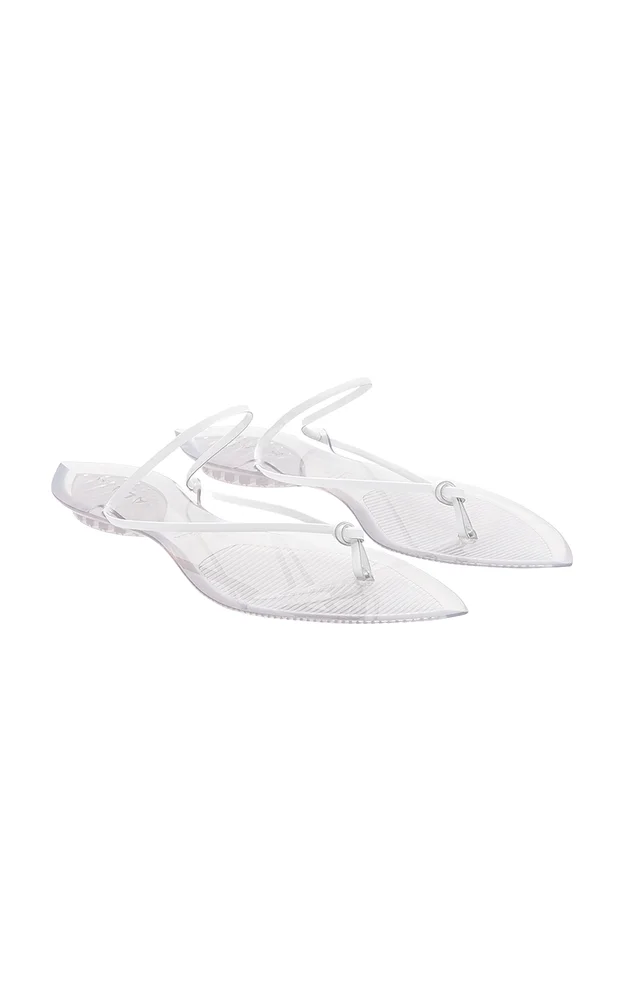 Invisible Thong Leather-Trimmed Sandals