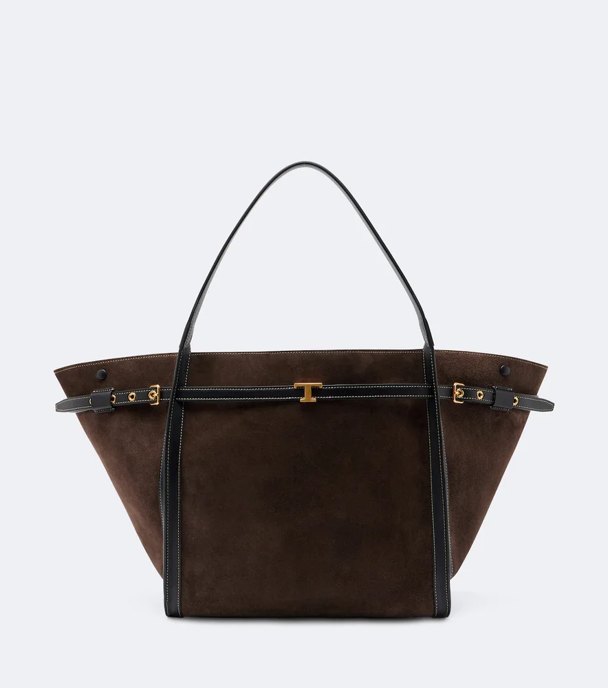 T Timeless Medium suede tote bag