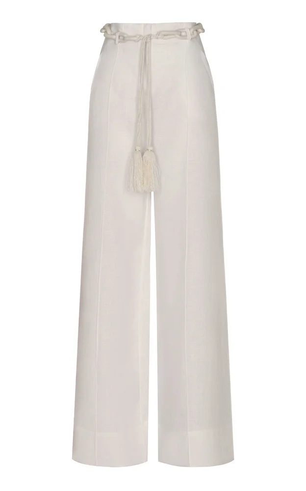 Senda Ecru Belted Linen Pants