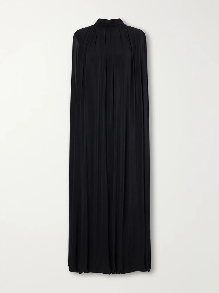 Elia cape-effect draped jersey maxi dress