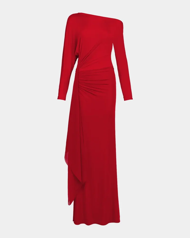 Roxy Off-The-Shoulder Ruched Jersey Maxi Dress