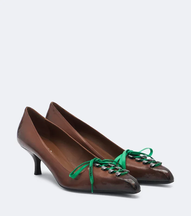 Leather lace-up pumps