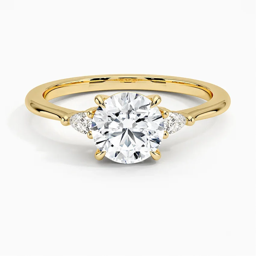 Aria Three Stone with 1ct Round Certified Lab Diamond in 18K Yellow Gold