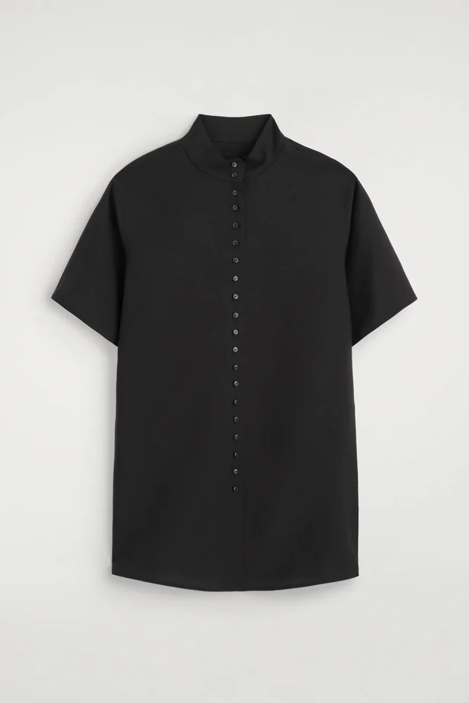 Fluid High-collar Shirt