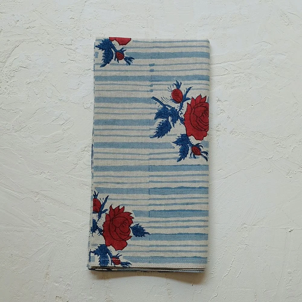 Supriya Block-Printed Linen Table Napkins (Set of 4)