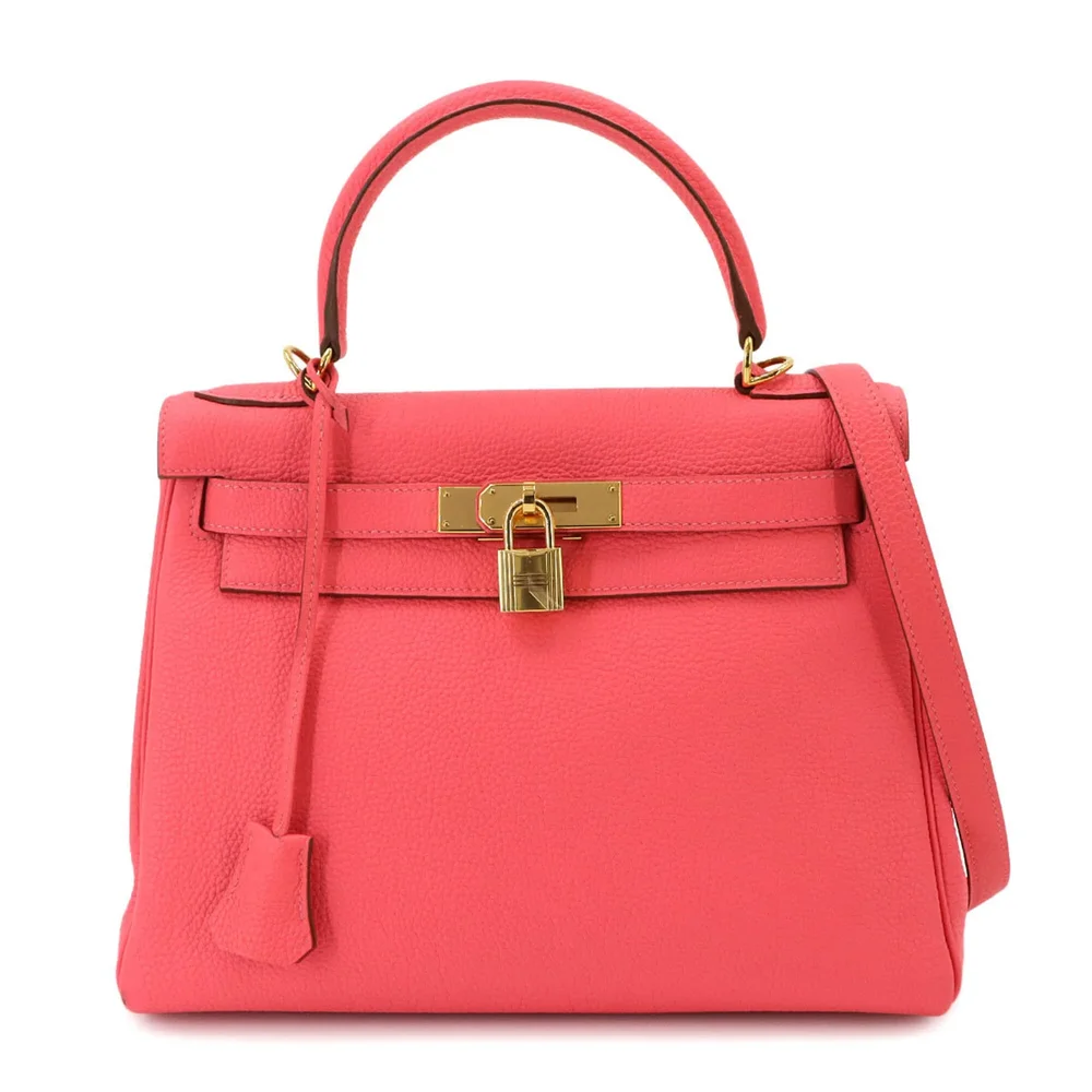 Pre-Owned Kelly 28 Pink Clemence, Gold Hardware