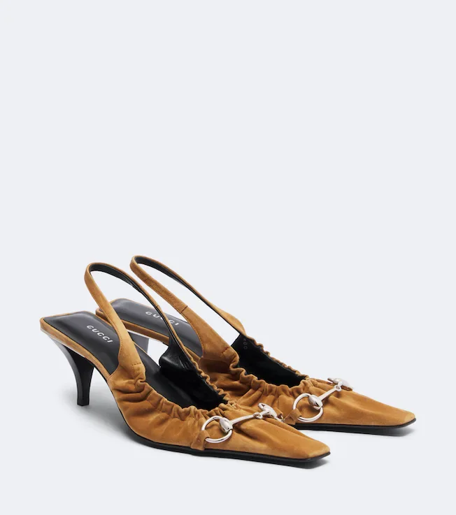 Vittoria Horsebit suede slingback pumps