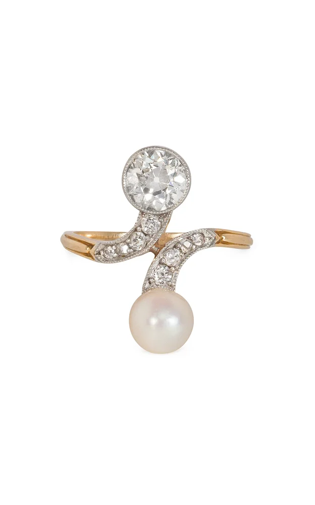 Toi et Moi Antique Pearl and Diamond Ring