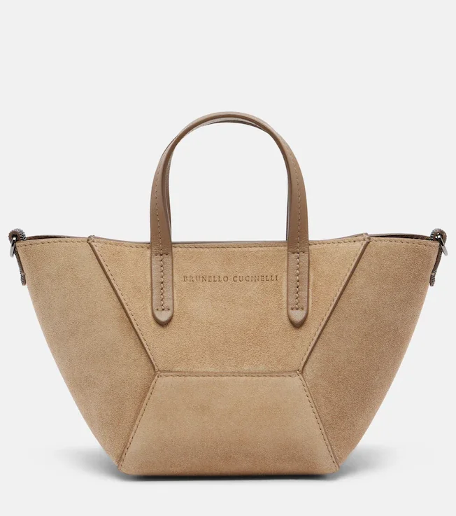 Duo Mini Monili suede top-handle bag