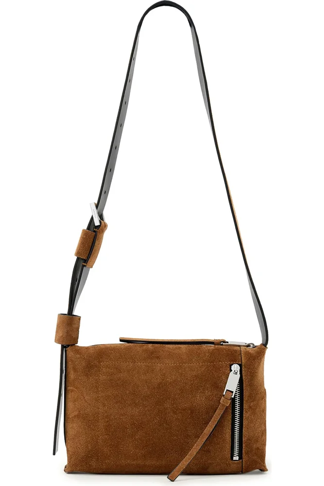 Small Alba Zip Suede Crossbody Bag