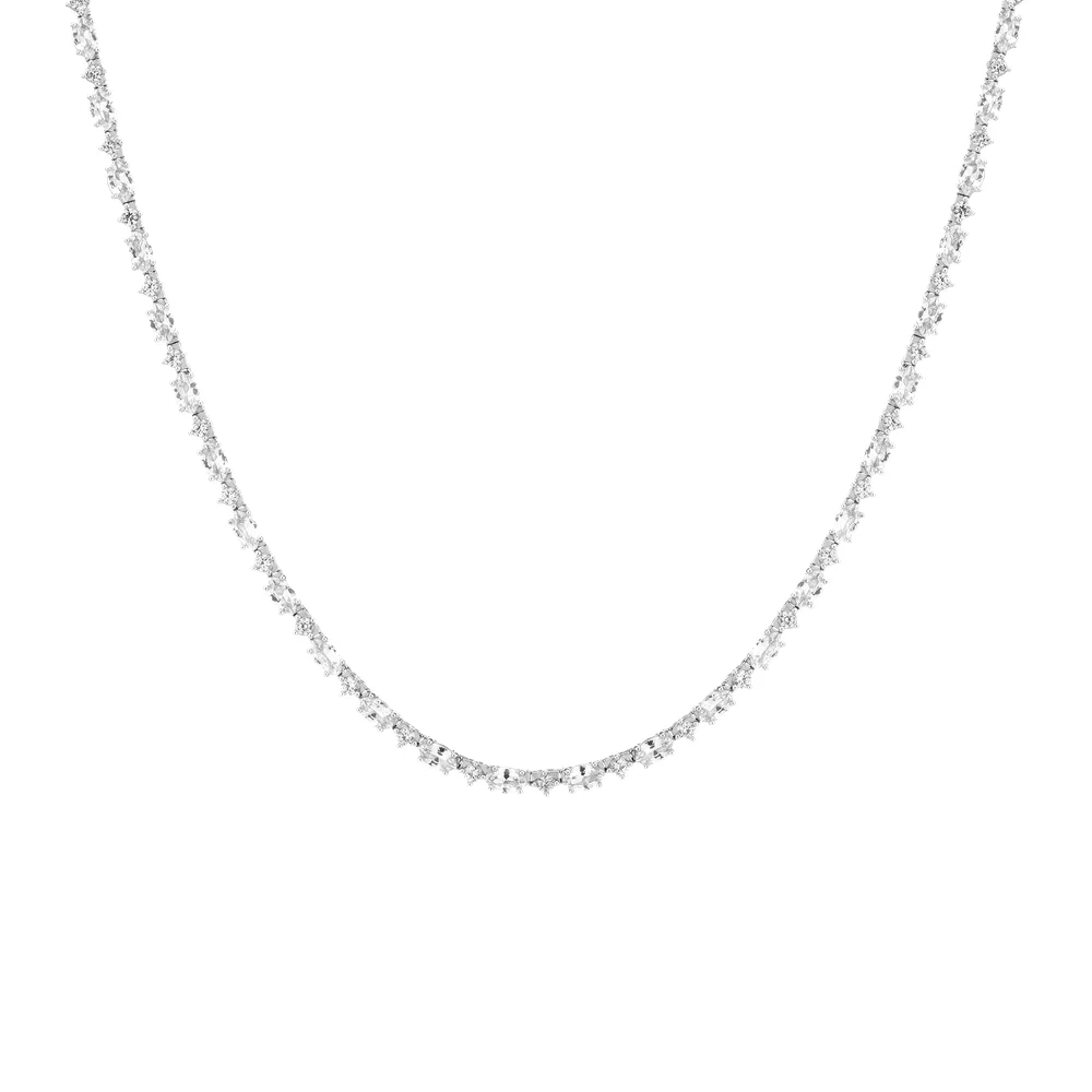 Aurate New York Lab Grown White Sapphire Marquise & Round Tennis Necklace