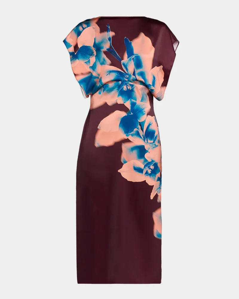 Avri Floral Satin Midi Dress
