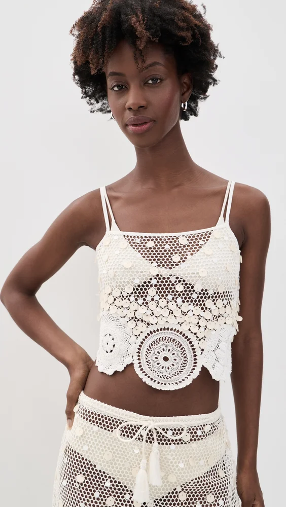 Shell Embellished Cami Top