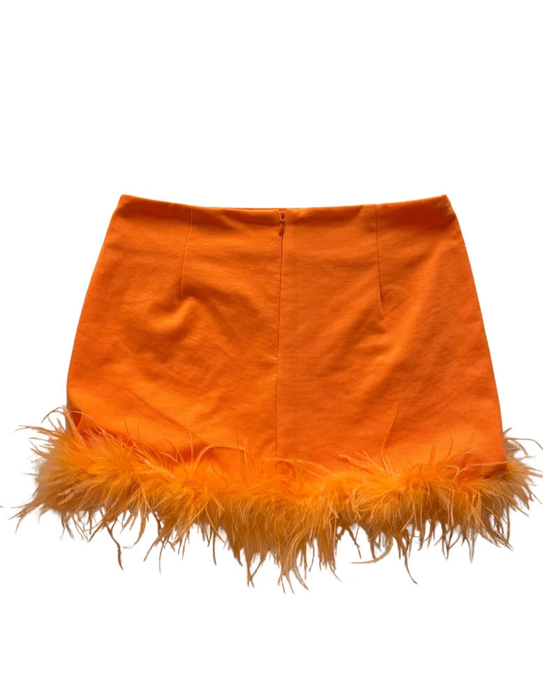 Peppermayo - Orange Feather Mini Skirt - US4