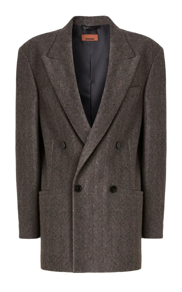 Peak Lapel Cashmere-Blend Jacket