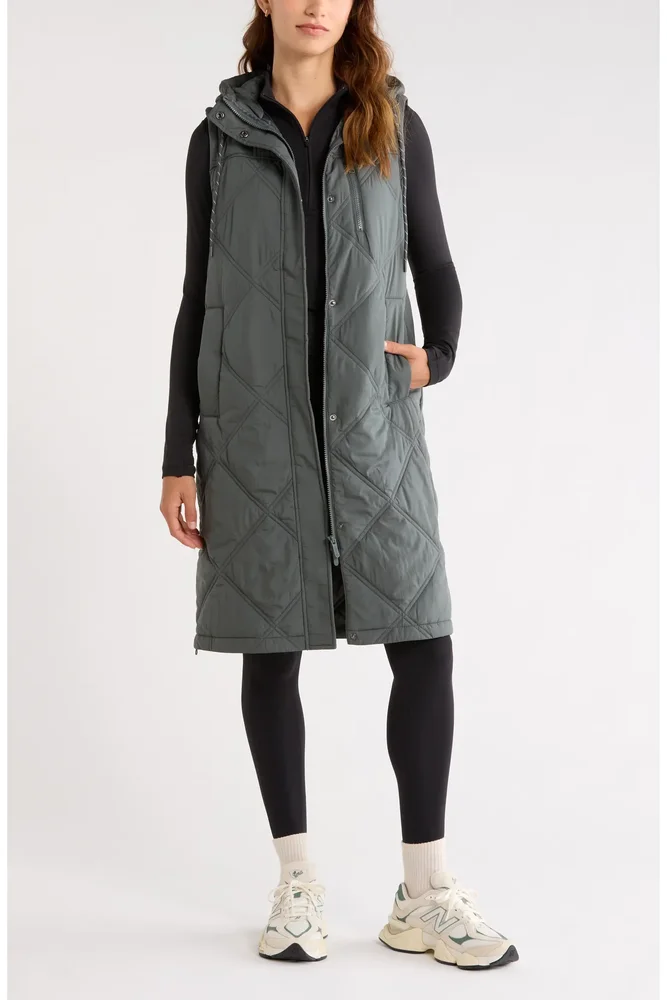 Long Hooded Puffer Vest