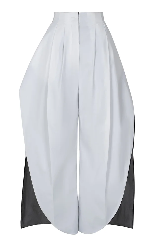 Tailored Cotton Barrel-Leg Pants