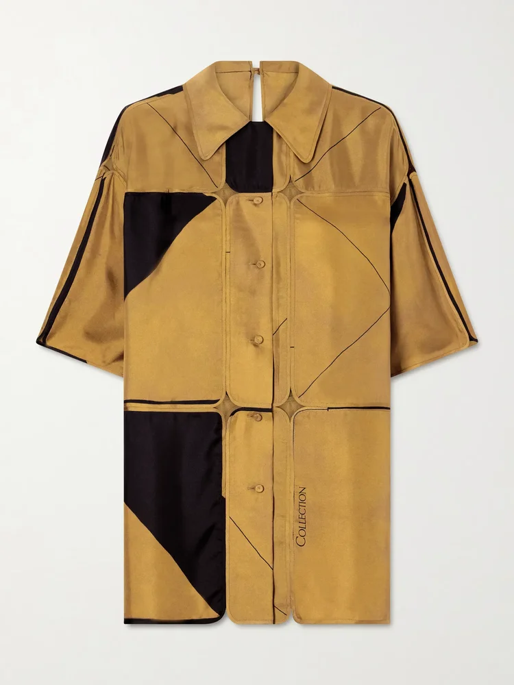 Elowen patchwork silk-twill shirt