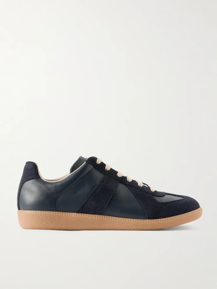 Replica Leather and Suede Sneakers
