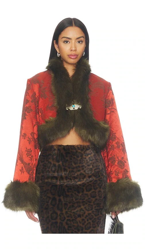 Moon Silk Brocade Cropped Jacket
