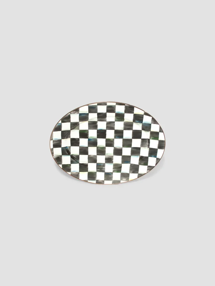 Checked Oval Platter