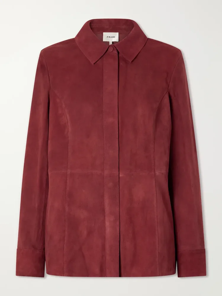 Paneled suede shirt