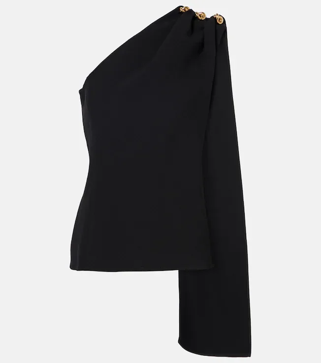 Knot caped draped crêpe top