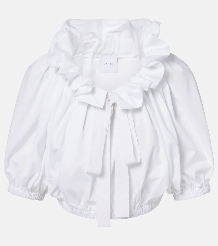 Ruffled cropped cotton top