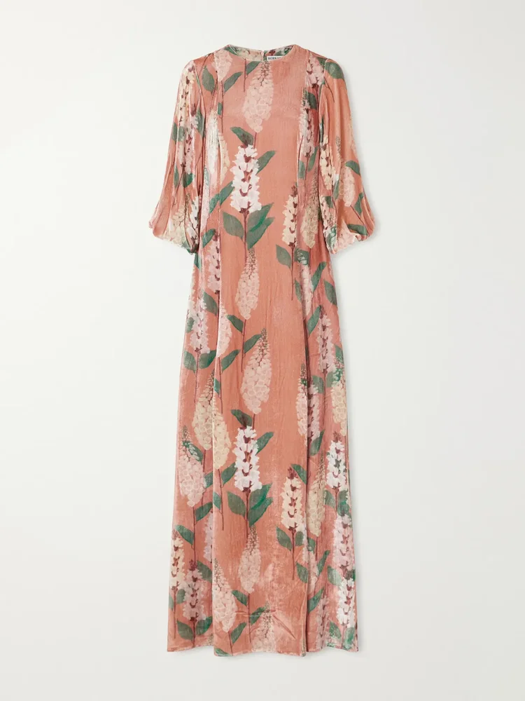Roxette floral-print velvet gown
