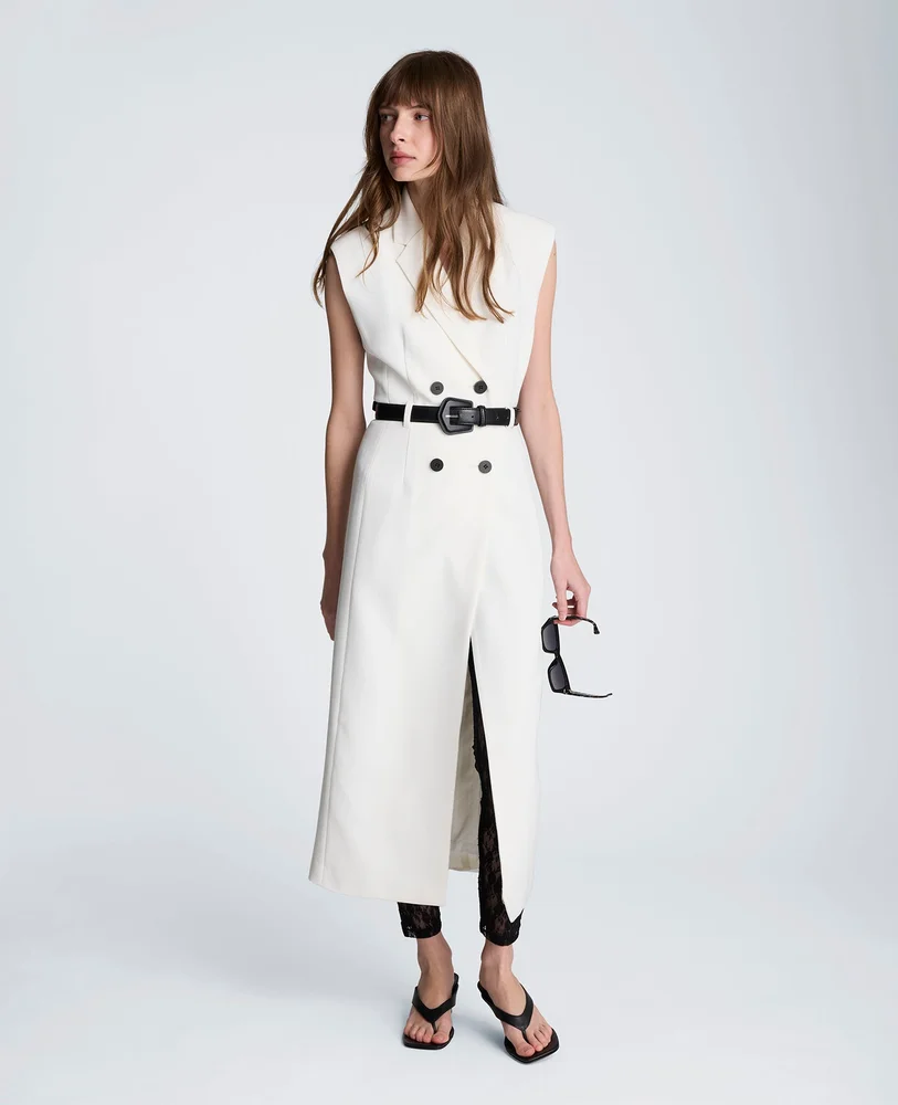Sleeveless Modern Midi Trench Dress