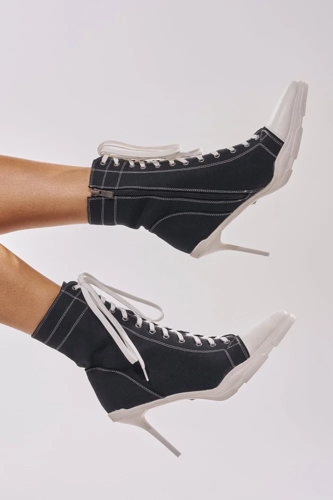 AZALEA WANG COSIMA BLACK BLOCK SNEAKER HEEL