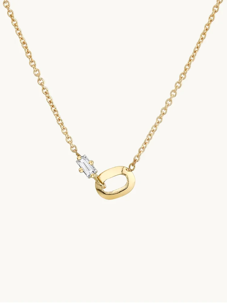 xs link and diamond baguette necklace