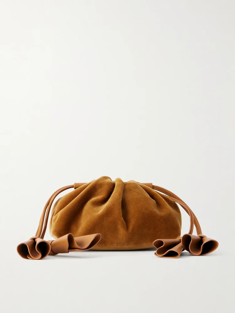 Cloud 91 small leather-trimmed velvet clutch