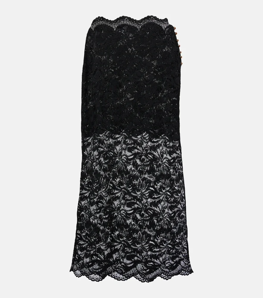 Floral lace midi skirt