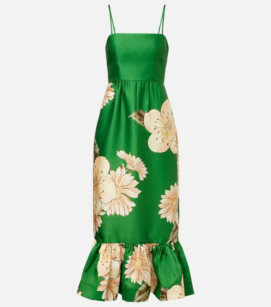 Sage floral midi dress