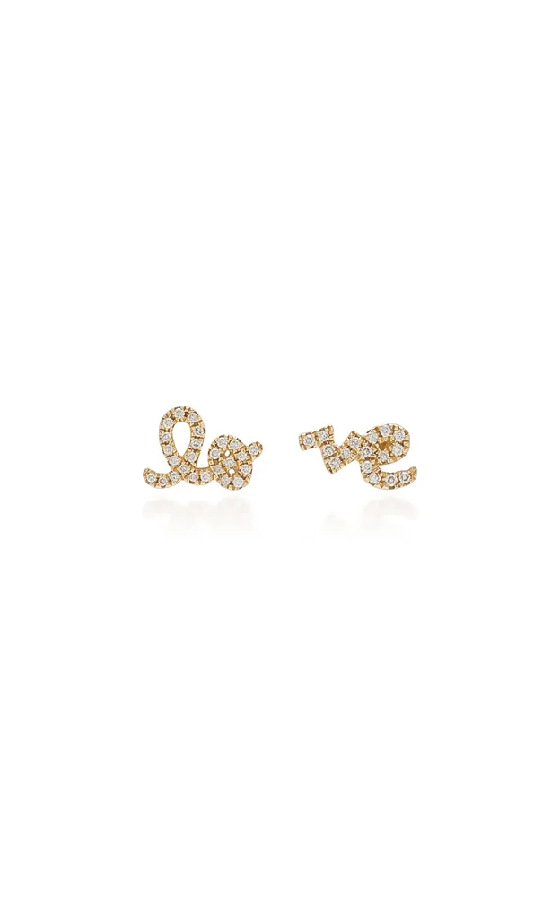 Love 14K Gold Diamond Stud Earrings