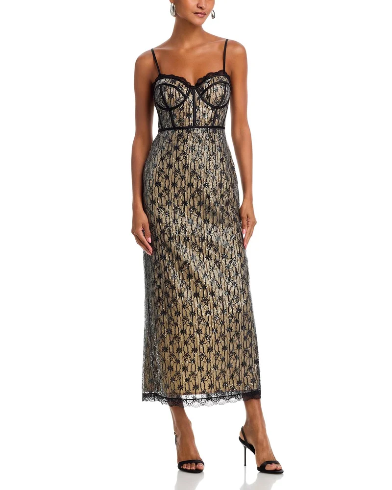 Lace Bustier Sleeveless Midi Dress