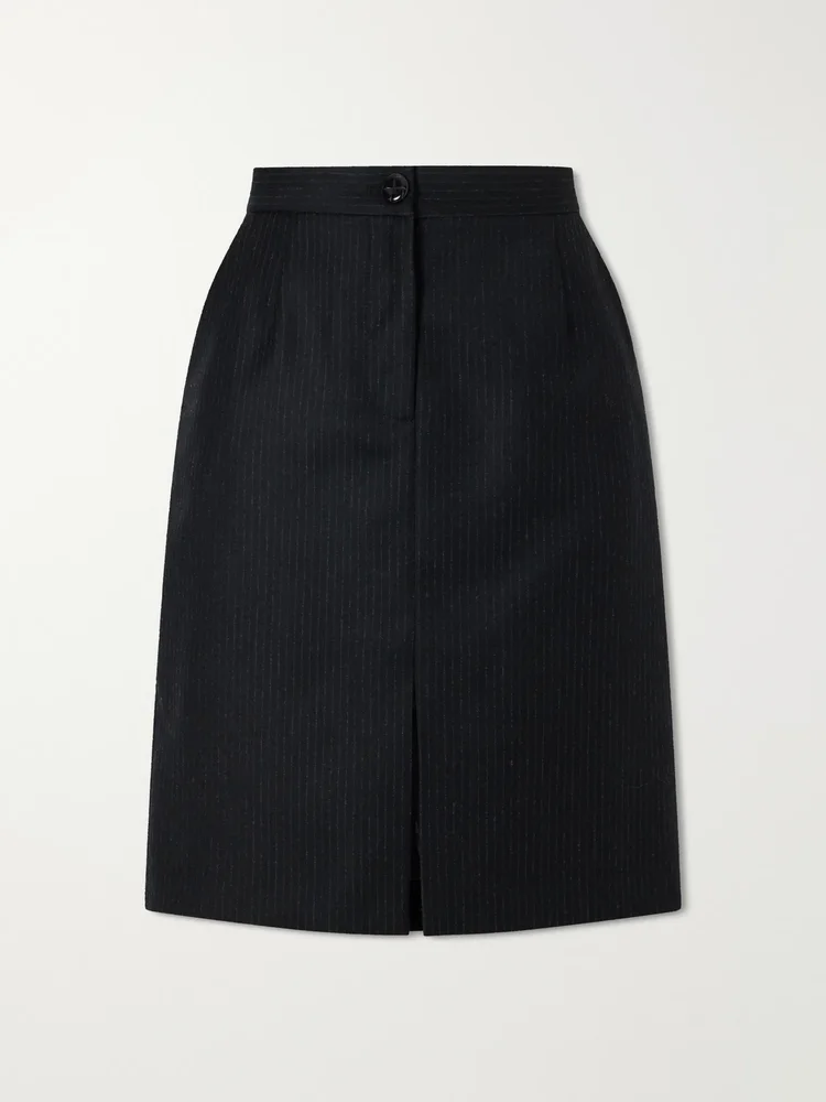 Popeye pinstriped wool knee-length skirt