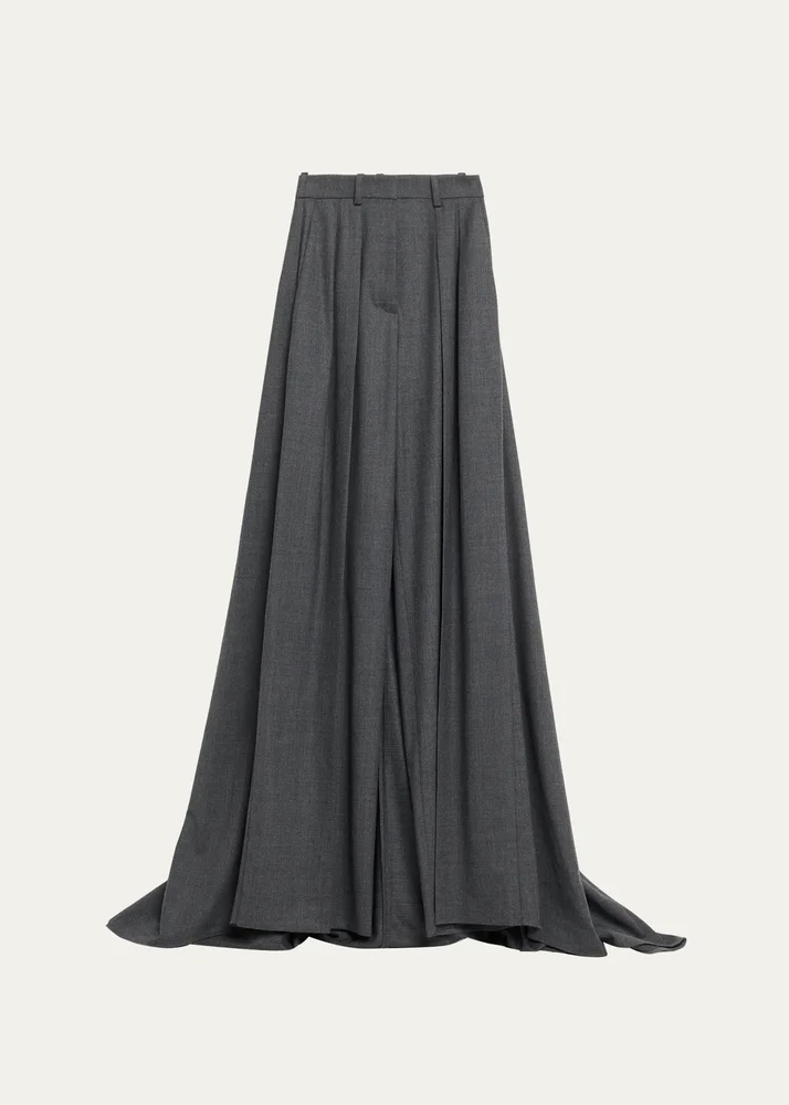 Opera Wide-Leg Stretch Wool Trousers