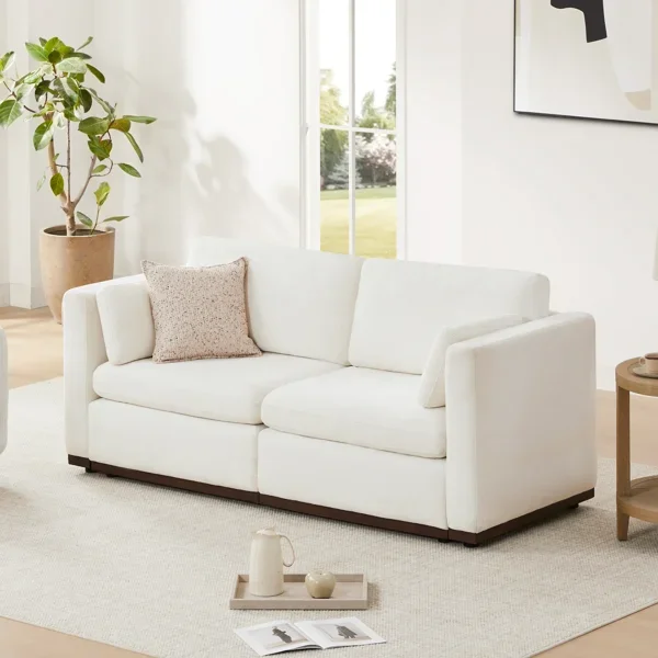 Sayette 78" W Polyester Upholstered Modular Sofa with Reversible Cushions
