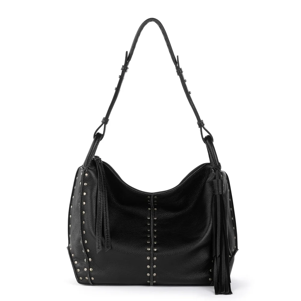 Los Feliz Hobo, Leather, Black Silver Stud